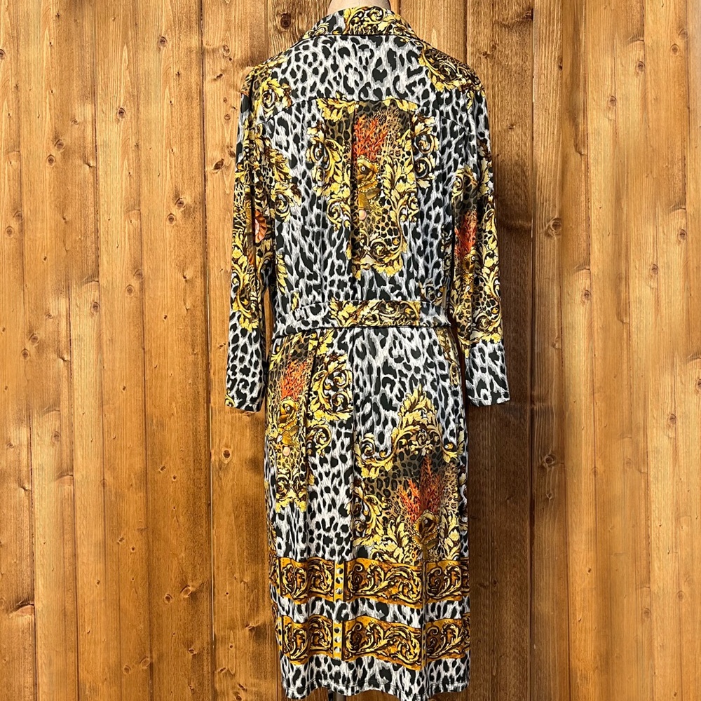 Tacera 2X Ling Sleeve Belted Animal Print & Baroque ShirtDress - Picture 5 of 8